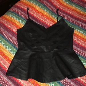Black Faux Leather crop top